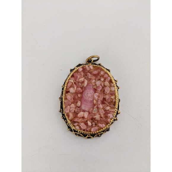 Rose Quartz Pendant Crushed Rose Quartz Pendant Pink Stone Pendant - Picture 5 of 10